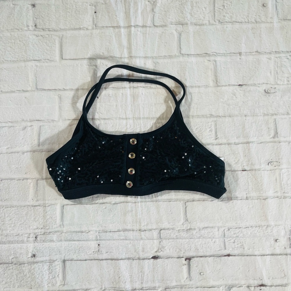 California Kisses Black Sequined Dance Bra Size Adult Small